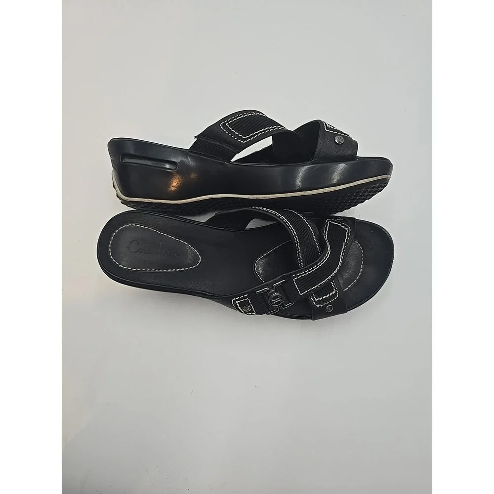 Cole Haan Air Alta High Slide Womens Sz 7B Black Sandals Comfort Wedge Goth Punk